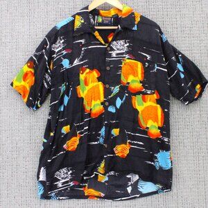 Vintage Roundy Bay Shirt Mens Large Multicolor Abstract Button Down Collared 90s